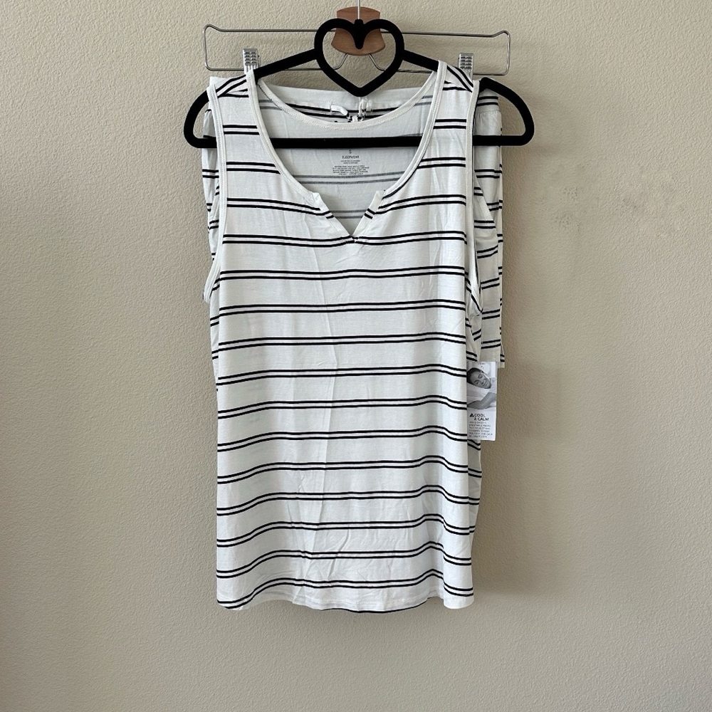 Liz Claiborne Black White Striped Cool & Calm Technology Pajama Set Size S